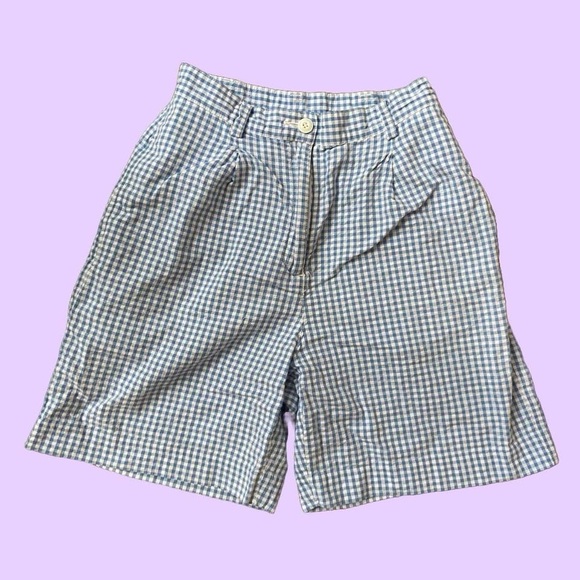 Vintage 90s Blue and white gingham high waisted shorts 🔥 - Picture 1 of 3